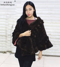 Linhaoshengyue 2017  New Fashion Ladies Mink Shawls Natural Fur 2024 - buy cheap