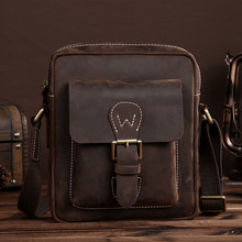 Vintage Retro Genuine Leather men messenger bag Real Leather shoulder bag Men crossbody Bag male Leisure bag Casual Brown 2016 2024 - buy cheap