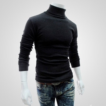 Suéter masculino de gola alta, blusão masculino de malha sólida corte slim casual de inverno 2019 2024 - compre barato