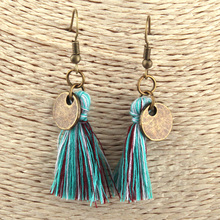 Free shipping New Fashion Round Disco With Blue Multicolor Tassel Earring For Women Christmas holiday gift Jewelry 2024 - buy cheap