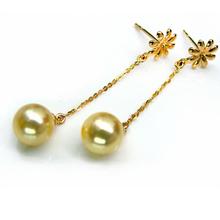 Beatuiful AKOYA Top-grade 18K Yellow Flower  Gold Natural Gold Pearl Earrings For Women jewelry Gorgeous mother's day gift 2024 - buy cheap