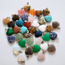 Wholesale Fashion high quality natural stones mixed charms heart pendants for diy jewelry making 30pcs/lot 2024 - buy cheap