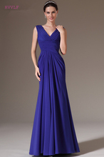 Vestido de noite azul-real, cauda com decote em v, renda de chiffon, transparente, plus size, longo, vestido de noite, vestido de baile 2024 - compre barato