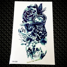 Tatuaje temporal de brazo y hombro para hombres, GZW-039, flor, rosa, reloj, joya, Cráneo de muerte, Pirata, pegatina, ancla, arte corporal, 1 ud. 2024 - compra barato