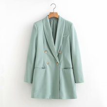 Bella philosophy casaco de manga longa feminino, 2019, casaco duplo breasted, para escritório, blusa, feminino, azul, casual 2024 - compre barato