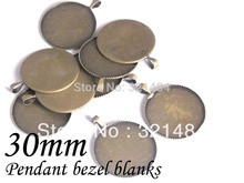 Bulk 200piece Antique Bronze Tone Metal Bezel Blank 30mm Round Pendant Tray Pendant Base Cameo Setting 2024 - buy cheap