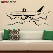 Airplane Wall Vinyl Decal Airliner Aviation Stickers Interior Housewares Design Bedroom Home Decor Removable Murals 3449 2024 - buy cheap