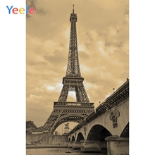 Yeele Eiffel Tower Bridge Yellow Clouds Paris Holiday Photography Backgrounds Customized Photographic Backdrops for Photo Studio 2024 - buy cheap