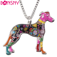 Bonsny, эмалированный сплав, Цветочный, Greyhound, Greadog, подвеска для ожерелья для собак, цепочка на воротнике, Очаровательные животные, ювелирные изделия новинки для женщин, подарок для девочек 2024 - купить недорого