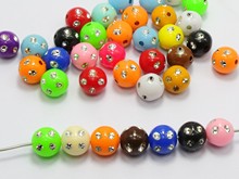 100 Mixed Colour Sparkling  Silver-plate Dots Acrylic Round Beads 10mm 2024 - buy cheap