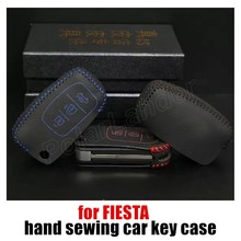 Only Red fit for FORD CLASSIC/FOCUS/FIESTA car key case Hand sewing car styling genuine quality leather car key cover 2024 - buy cheap