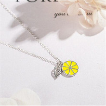 LULU-PIG New 925 Silver Necklace Korean Fashion Small Fresh Temperament Lemon Leaf Necklace Allergy N0073 2024 - buy cheap