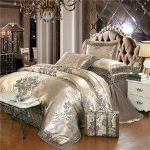 Luxury Satin jacquard bedding set home textile 4pcs Embroidery Super king size pillowcase Wedding decor bed sheet sets comforter 2024 - buy cheap