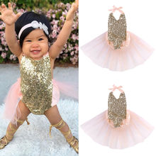 Sequins Bodysuit New Pink Baby Girls Clothing Bow Sleeveless Cute Casual Sunsuit Outfits Baby Girl Bodysuits Clothes 0-24M 2024 - buy cheap