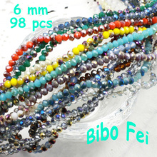 Free shipping multi color 6mm 98PCS Glass Czech crystal beads, wheel beads,transit beads,bracelet necklace Jewelry Making DIY 2024 - buy cheap