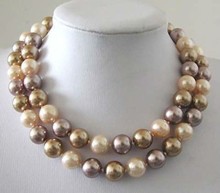 12mm Multicolor South Sea Shell Pearl Necklace Beads Jewelry Natural stone 34" 2024 - buy cheap