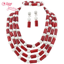 Red African Coral beads Jewelry Set Coral Beaded Necklace Set Nigerian Wedding Beads Jewelry Set   W7109 2024 - buy cheap