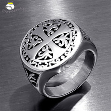 Мужское Винтажное кольцо из титановой стали 316L в стиле панк-рок, христианское религиозное крестиковое кольцо, подарок для отца, Размер 7, 8, 9, 10, 11, 12, 13, 14 2024 - купить недорого