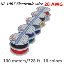 100 m/lote UL 1007 28AWG, línea de Cable Eléctrico de 10 colores, alambre PCB de cobre estañado, Cable LED aislado con certificación UL 2024 - compra barato