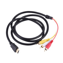 Cable de conexión HDMI a 3RCA, adaptador de cable de audio y vídeo de 5 pies para TV, HDTV, DVD, color rojo, blanco y amarillo, 1080p 2024 - compra barato