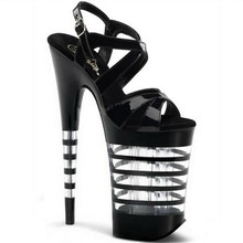 Summer fashion: 20 cm high heel striped dance shoes, 8 inch sexy club model stage sandals 2024 - buy cheap