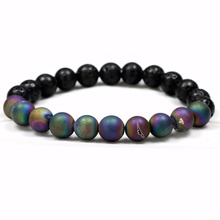 8mm Natural Rock Lava Stone with Druzy Beaded Lucky Strand Bracelet Women Party Gift,Men Jewelry 2024 - buy cheap