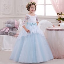 Vestidos de flores azules para niña, con Apliques de encaje, vestido de baile hecho a medida, vestidos de primera comunión para niña, elegante, gran oferta 2024 - compra barato