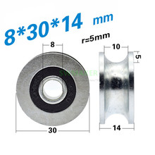 10pcs 8*30*14mm rolling bearing pulley/iron wheel, U grooved wheel, 6x30x14mm 10mm track guide wheel/rolling wheel, anti-rust 2024 - buy cheap