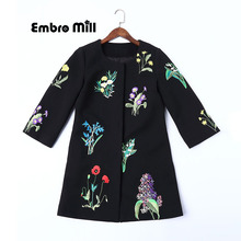Vintage Palace Embroidered Autumn And Winter Coat Women New Arrival Chinese Style Runway Ladies Elegant Coat Plus Size M-5XL 2024 - buy cheap