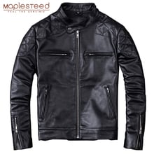 Maplested-Chaqueta de piel de becerro 100% Natural para hombre, chaquetas de Moto, ropa de motociclista, abrigo de cuero para invierno, 5XL, M011 2024 - compra barato