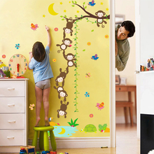 Adesivo de parede de macaco, árvore, floresta, animais, altura, para crianças, quarto, decalques, decoração para berçário, pôster, mural 2024 - compre barato