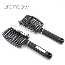 Brainbow 1pc Hair Brush Bristle Nylon Hair Combs Detangling Women Curly Scalp Massage Comb for Salon Hairdressing Styling Tools 2024 - buy cheap
