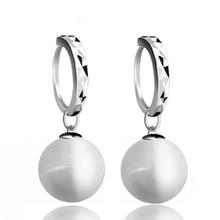 Drop Earrings For Women White Cat's Eye Stone Earring Earings  Silver color Jewelry Earing Brincos Brinco Oorbellen F26 2024 - buy cheap