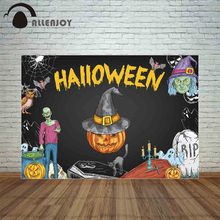Allenjoy photo photocall black background halloween ogre pumpkin coffin party horror cartoon backdrop photophone photography 2024 - buy cheap