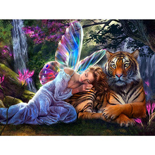 5D Diamond Painting Tiger and Girl Cross Stitch Kit Full Drill Diamond Embroidery Elf  Mosaic Picture of Rhinestones Home Decor 2024 - buy cheap