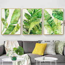 Canvas Painting Nordic Green Tropical Plant Leaves Picture Wall Art Home Decor Poster Living Room Bedroom Kitchen Decor Painting 2024 - buy cheap