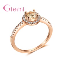 Simple Stylish Wedding Ring For Women Classic Cubic Zirconia Rose Gold Fashion Jewelry Lover Rings Austrian Crystal 2024 - buy cheap