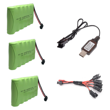 7.2v 2800mah NIMH Battery pack and USB Charger 5in1 cable set for RC toy Car Boat GUN TANK Truck Train RC toy model 7.2v Battery 2024 - buy cheap