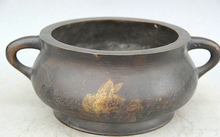 Incensario de bronce de coleccionista S2084, quemador de incienso con mango circular dorado de 12" 2024 - compra barato