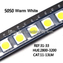 200 шт./лот 5050 SMD светодиоды теплый белый светоизлучающие диоды, ярко Выделенные 2024 - купить недорого
