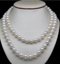 Collar de perlas de 48 pulgadas para mujer, collar de perlas blancas de nivel 9,5-10mm, con cierre dorado enorme, 32 ", envío gratis 2024 - compra barato