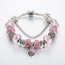 ANNAPAER-abalorio de cristal rosa para mujer, Pulsera Original con cuentas de Murano, accesorios de joyería, B16066 2024 - compra barato