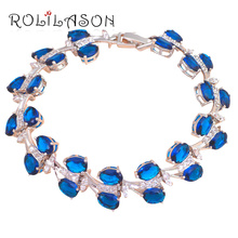 ROLILASON Brand Luxury Design navy Blue crystal  zircon silver Bracelets for women wedding items Fashion jewelry TB789 2024 - buy cheap