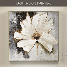 Artist Pure Hand-painted High Quality Gift Craft White Flower Oil Painting on Canvas Knife Textured White Flower Oil Painting 2024 - buy cheap