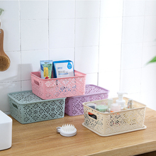 Plástico oco cesta de armazenamento casa cozinha banheiro desktop artigos diversos brinquedos das crianças acabamento com tampa cesta de armazenamento 2024 - compre barato