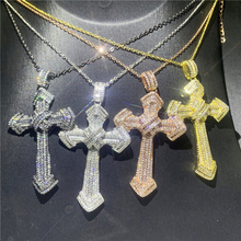 4 Color 925 Sterling silver HIPHOP Big Cross pendant  AAAAA Cz Party Wedding Pendants with necklace for Women Men Jewelry 2024 - buy cheap
