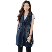 Denim Vest Jacket Women 2019 Spring Hole Sleeveless Coat Plus size Female Loose Casual Outwear veste jean femme windbreaker 2847 2024 - buy cheap