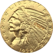 Copia de moneda de medio águila India chapada en oro de 24 K, 1929 $5 2024 - compra barato