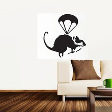 Helicóptero rat-banksy adesivos de parede, papel de parede mural, arte da parede, 45*46cm 2024 - compre barato