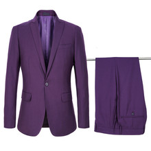 2019 Wedding Suit For Men Formal Groom Purple Party For Men Terno Slim Fit Tuxedo Blazer Groomsmen Bride 2 Pieces 2024 - buy cheap